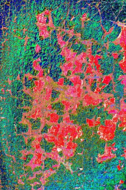 Soyut neon renkler çizik ve çatlaklarla dokulu duvar. 