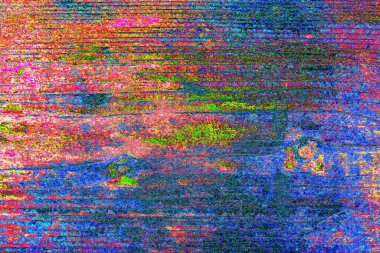 Soyut neon renkler çizik ve çatlaklarla dokulu duvar. 