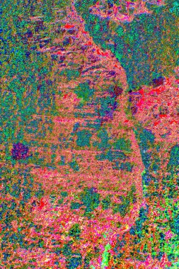 Soyut neon renkler çizik ve çatlaklarla dokulu duvar. 