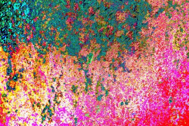 Soyut neon renkler çizik ve çatlaklarla dokulu duvar. 