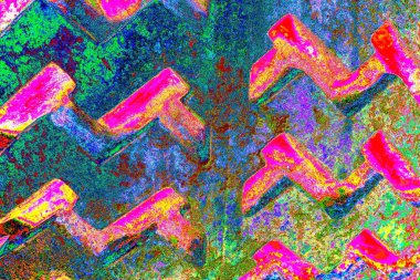 Soyut neon renkler çizik ve çatlaklarla dokulu duvar. 