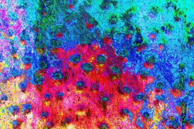 Soyut neon renkler çizik ve çatlaklarla dokulu duvar. 