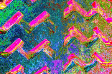 Soyut neon renkler çizik ve çatlaklarla dokulu duvar. 