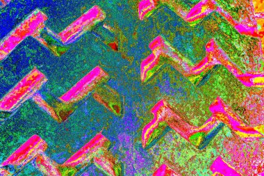 Soyut neon renkler çizik ve çatlaklarla dokulu duvar. 