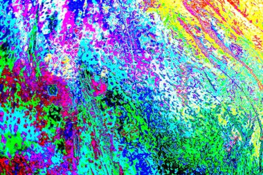 Soyut neon renkler çizik ve çatlaklarla dokulu duvar. 