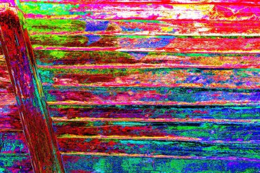 Soyut neon renkler çizik ve çatlaklarla dokulu duvar. 