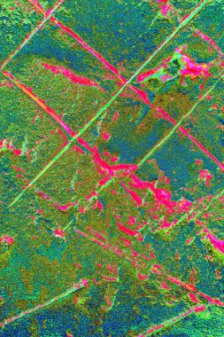 Soyut neon renkler çizik ve çatlaklarla dokulu duvar. 