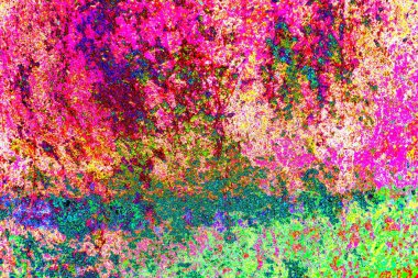 Soyut neon renkler çizik ve çatlaklarla dokulu duvar. 