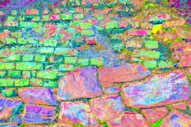 Eski model tuğla duvarın arka planı