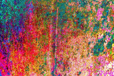 Soyut neon renkler çizik ve çatlaklarla dokulu duvar. 