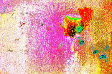 Soyut neon renkler çizik ve çatlaklarla dokulu duvar. 