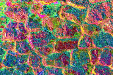 Yaratıcı soyut sanat eserleri, renkli doku arka planına sahip rustik duvarları kopyala