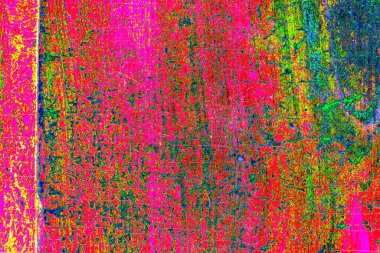 Soyut neon renkler çizik ve çatlaklarla dokulu duvar. 