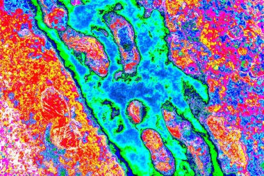 Soyut neon renkler çizik ve çatlaklarla dokulu duvar. 