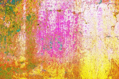 Soyut neon renkler çizik ve çatlaklarla dokulu duvar. 