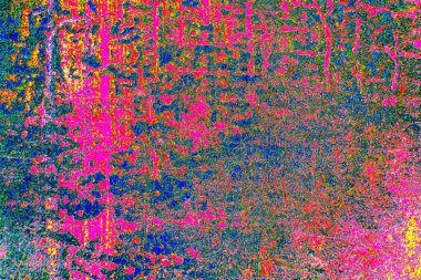 Soyut neon renkler çizik ve çatlaklarla dokulu duvar. 