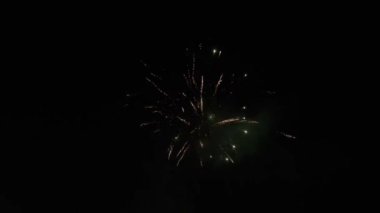Kara gökyüzünde güzel renkli bayram havai fişekleri.