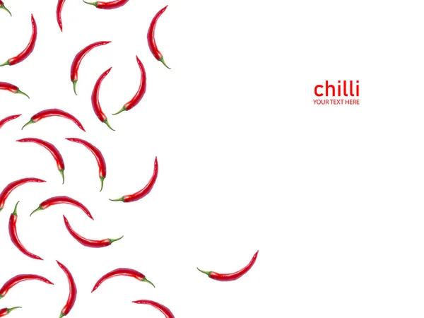 Layout Criativo Feito Pimenta Fundo Branco Chilli Flat Leigos Design — Fotografia de Stock