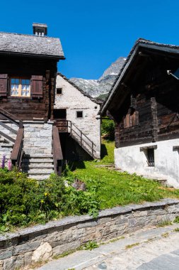 Alpe Devero 'daki dağ köyü, Lepontine Alps, Ossola, Piedmont, İtalya