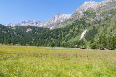 Alpe Devero, Baceno, Lepontine Alps, Ossola, Piedmont, İtalya 'daki dağ panoramaları
