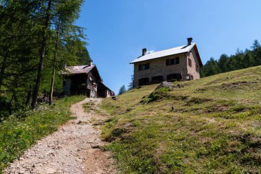 Alpe Devero, Baceno, Lepontine Alps, Ossola, Piedmont, İtalya 'daki dağ panoramaları