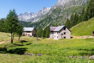 Alpe Devero, Baceno, Lepontine Alps, Ossola, Piedmont, İtalya 'daki dağ panoramaları