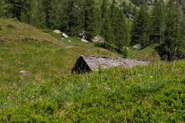 Alpe Devero, Baceno, Lepontine Alps, Ossola, Piedmont, İtalya 'daki dağ panoramaları