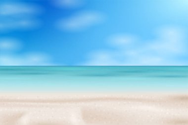 Tropik plaj manzarası. Deniz manzarası. Vektör arkaplan çizimi