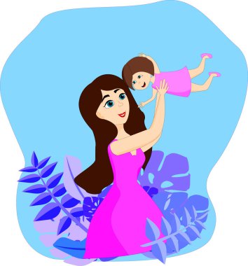 Mutlu anne ve çocuğun vektör çizimi