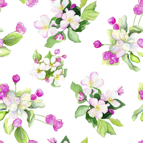 stock image Seamless pattern of watercolor spring flowers