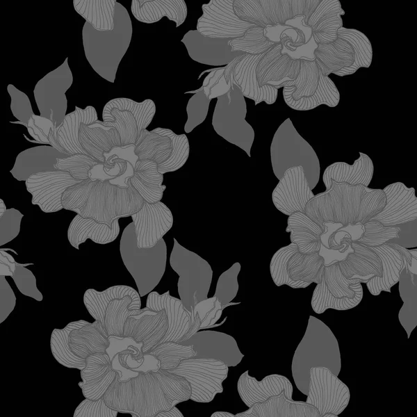 Płynny Wzór Kwiatowy Ręcznie Rysowanych Kwiatów — Zdjęcie stockowe