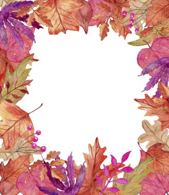 Suluboya el yapımı çerçeve. Pazarlama tasarımı için yaprak arkaplanı