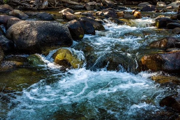 Acqua Corrente Torrente Roccioso Nella Sierra Nevada Orientale Montagne Della — Foto Stock