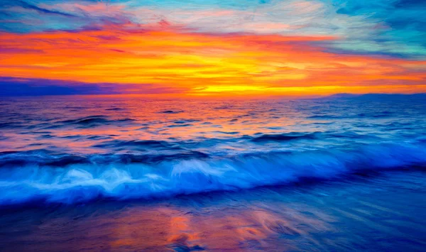 Ocean Sunset Vivid Colorful Sky — Stock Photo, Image