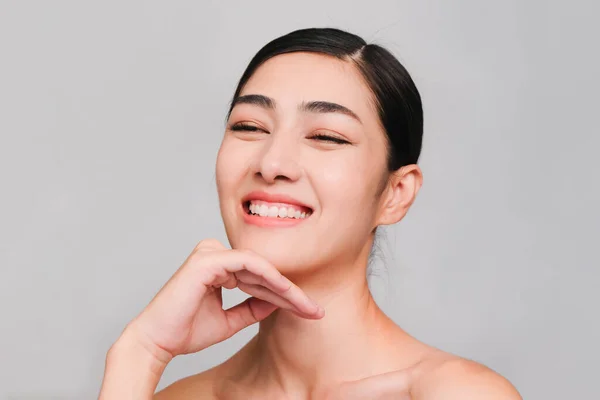 Rostro Joven Hermosa Mujer Asiática Con Piel Limpia Fresca Brillante —  Fotos de Stock