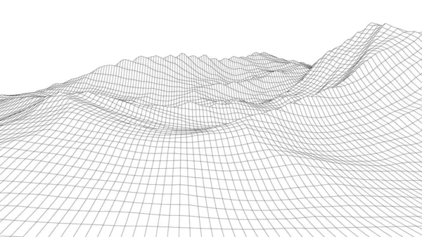 Vector Wireframe Paisaje Ilustración Rejilla Tecnológica — Archivo Imágenes Vectoriales