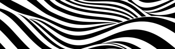 Abstrakte Welle Weißer Und Schwarzer Geschwungener Linien Halluzination Optische Täuschung — Stockvektor