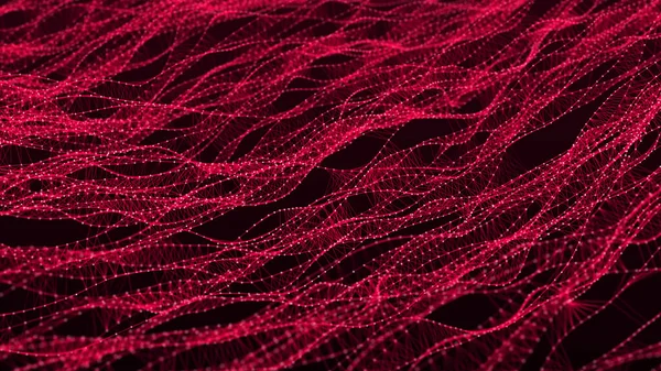 DNA çarpık yapısı. Noktalar ağı çizgilerle birleşti. Moleküler soyut arkaplan. Büyük veri görselleştirmesi. Parlak parçacıkların dalgası. Ses dalgası. 3d oluşturma.
