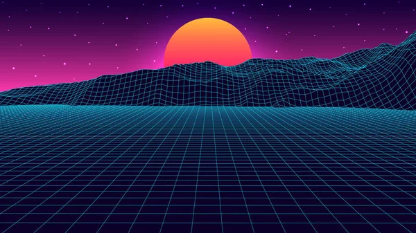 Vektör kablo 3D manzara. Teknoloji şebekesi çizimi.