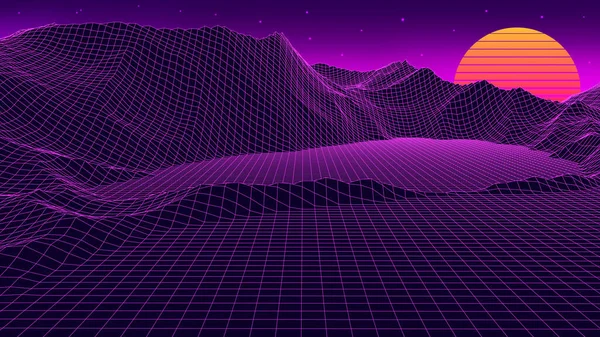 Vektör kablo 3D manzara. Teknoloji şebekesi çizimi.