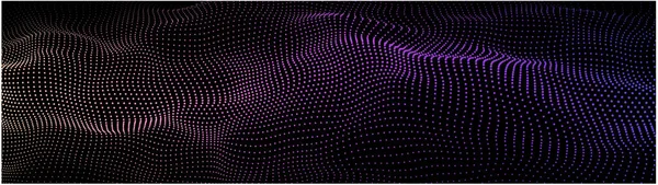 Abstrakte Dynamische Welle Von Teilchen Netzwerk Von Hellen Punkten Oder — Stockvektor