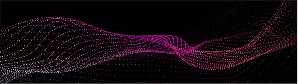 Onda Dinámica Abstracta Partículas Red Puntos Brillantes Puntos Big Data — Archivo Imágenes Vectoriales