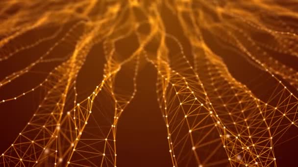 Dynamisch netwerk van punten verbonden door lijnen. DNA verwrongen structuur. Moleculaire abstracte achtergrond. 3D weergave. Naadloze lus. — Stockvideo
