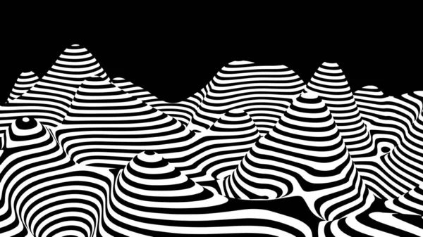 Абстрактная Волна Белых Черных Изогнутых Линий Галлюцинация Оптическая Иллюзия Перекрученная — стоковый вектор