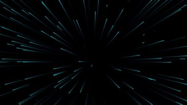 Uçan mavi noktaların soyut arkaplanı. Uzay-zaman çizimi. Soyut veri akışı arkaplanı. Selam ver ya da havai fişek at. Kusursuz döngü. 3B görüntüleme.