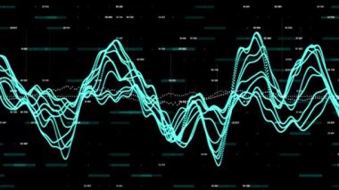 Grafik. Büyük veri görselleştirmesi. İş ya da yatırım grafiği. Finansal tablo. Birçok parçacığın müzik dalgası. Soyut fütüristik geçmiş. 3d oluşturma.