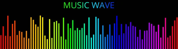 Ljudvåg Ljud Utjämnare Detaljerade Linjer Svart Bakgrund Musikaliskt Koncept Abstrakt — Stock vektor