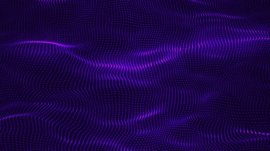 Soyut dinamik parçacık dalgası. Parlak noktalar ağı. Büyük veri. Dijital arkaplan.