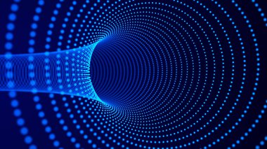 Kablo çerçeve soyut tünel. Ağlı üç boyutlu bir solucan deliği. 3d oluşturma