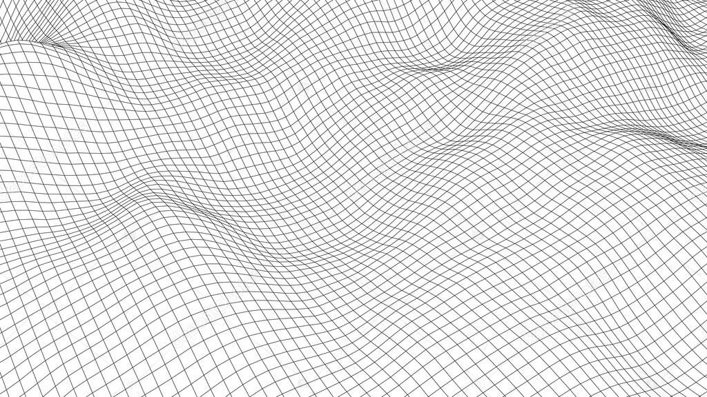 Vector curved perspective grid. Detailed lines forming an abstract background